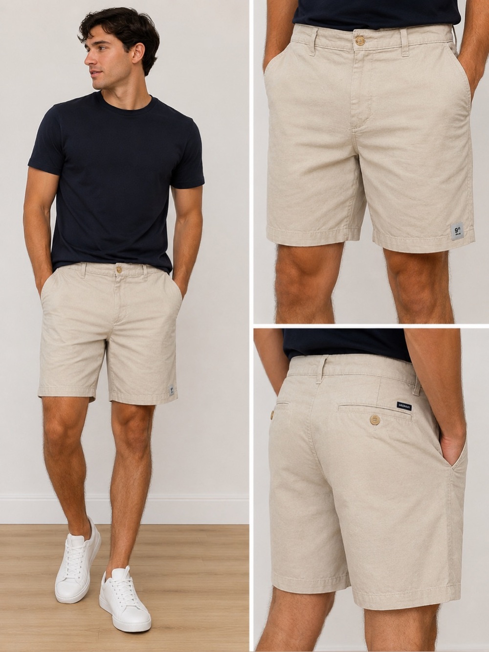George Men’s Khaki Flat Front Stretch Shorts Size 42 NWT Casual Golf 9”